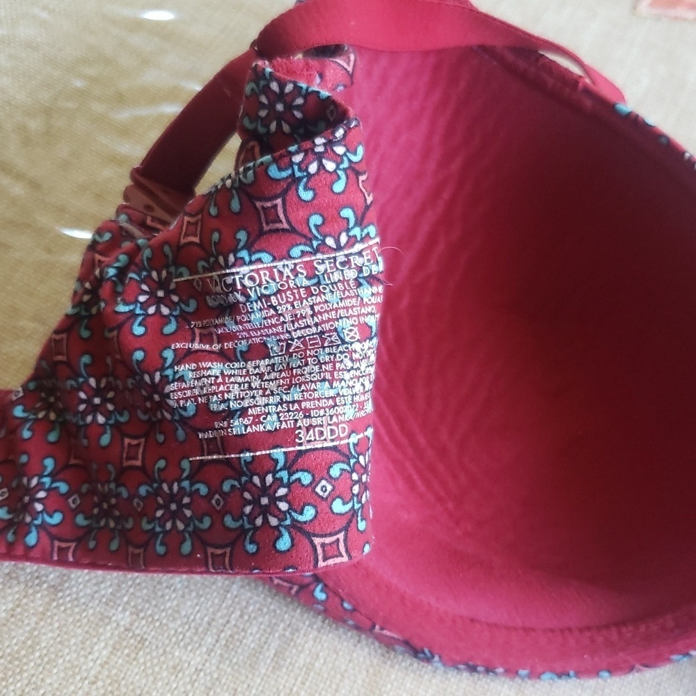 Victoria's Secret Lined Demi Burgundy and Blue Push-Up Bravic 34DDD - Picture 4 of 4